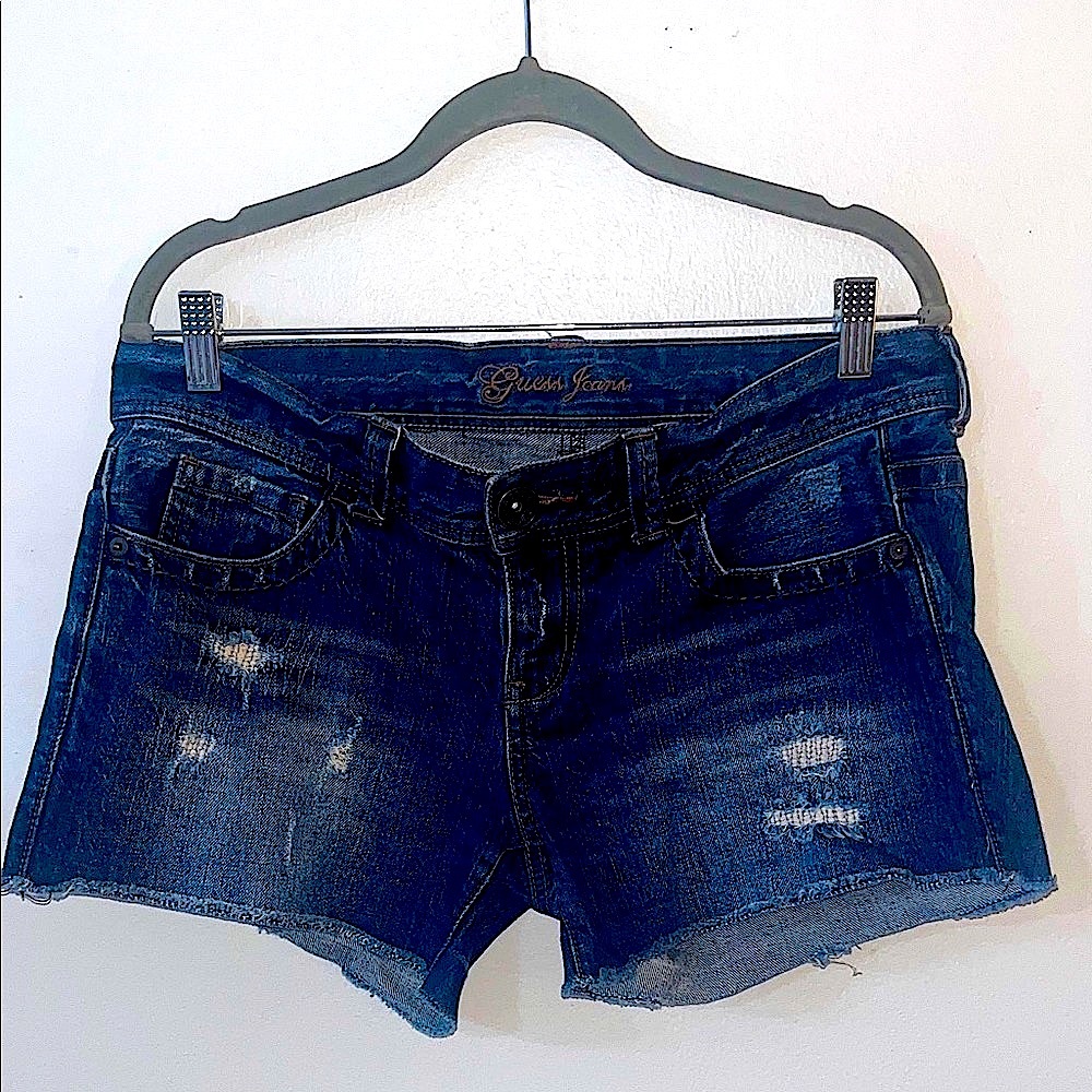 Y2K Guess Women's Dark Blue Jean Shorts 30